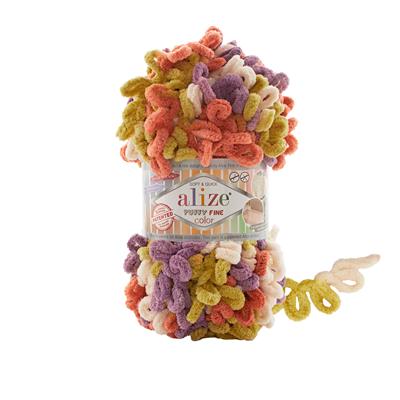 Alize Puffy Fine Color El Örgü İpliği 6519 Çok Renkli  - 1 ADET