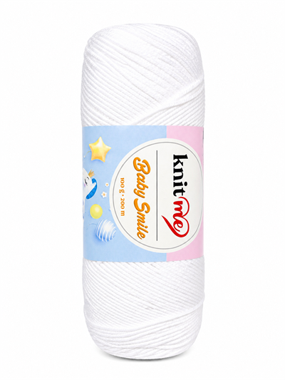Knit Me Baby Smile El Örgü İpliği 100gr KNS001 Beyaz  - 1 ADET