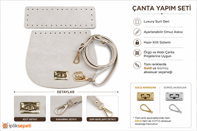 Minibag Çanta Seti Luxury Suni Deri Krem - 1 ADET