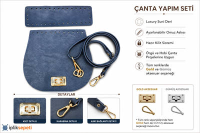 Minibag Çanta Seti Luxury Suni Deri Lacivert - 1 ADET