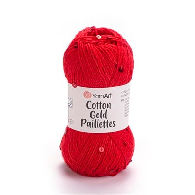 YarnArt Cotton Gold Paillettes El Örgü İpliği 50gr 7115 Kırmızı - 1 ADET