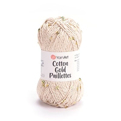 YarnArt Cotton Gold Paillettes El Örgü İpliği 50gr 7104 Bej - 1 ADET