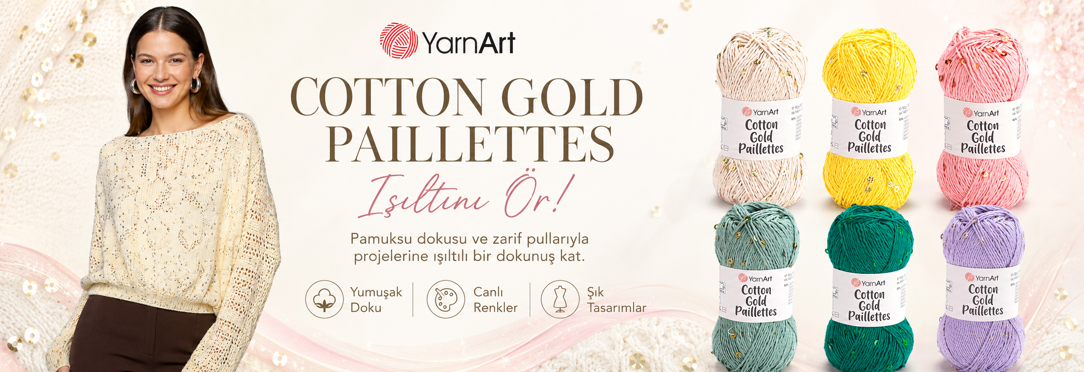 YarnArt Cotton Gold Paillettes