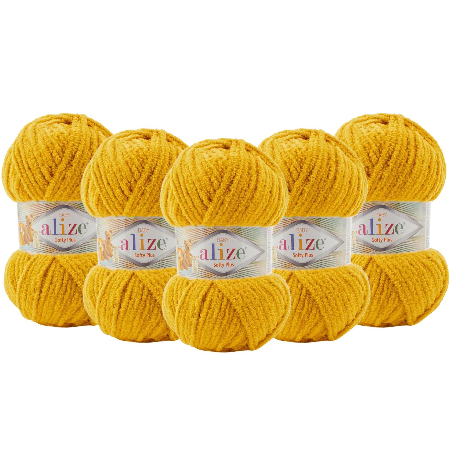 5 Adet Alize Softy Plus El Örgü İpliği - 02 Hardal