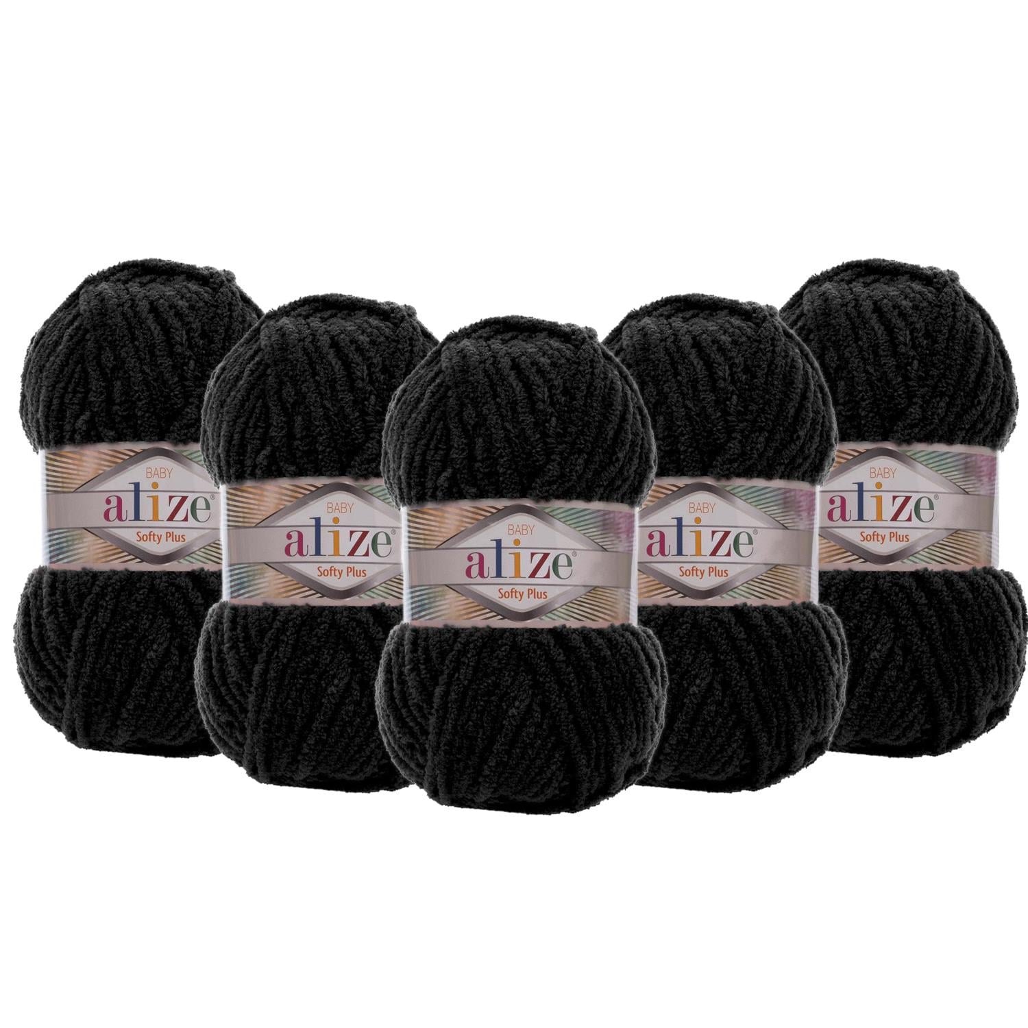 5 Adet Alize Softy Plus El Örgü İpliği - 60 Siyah