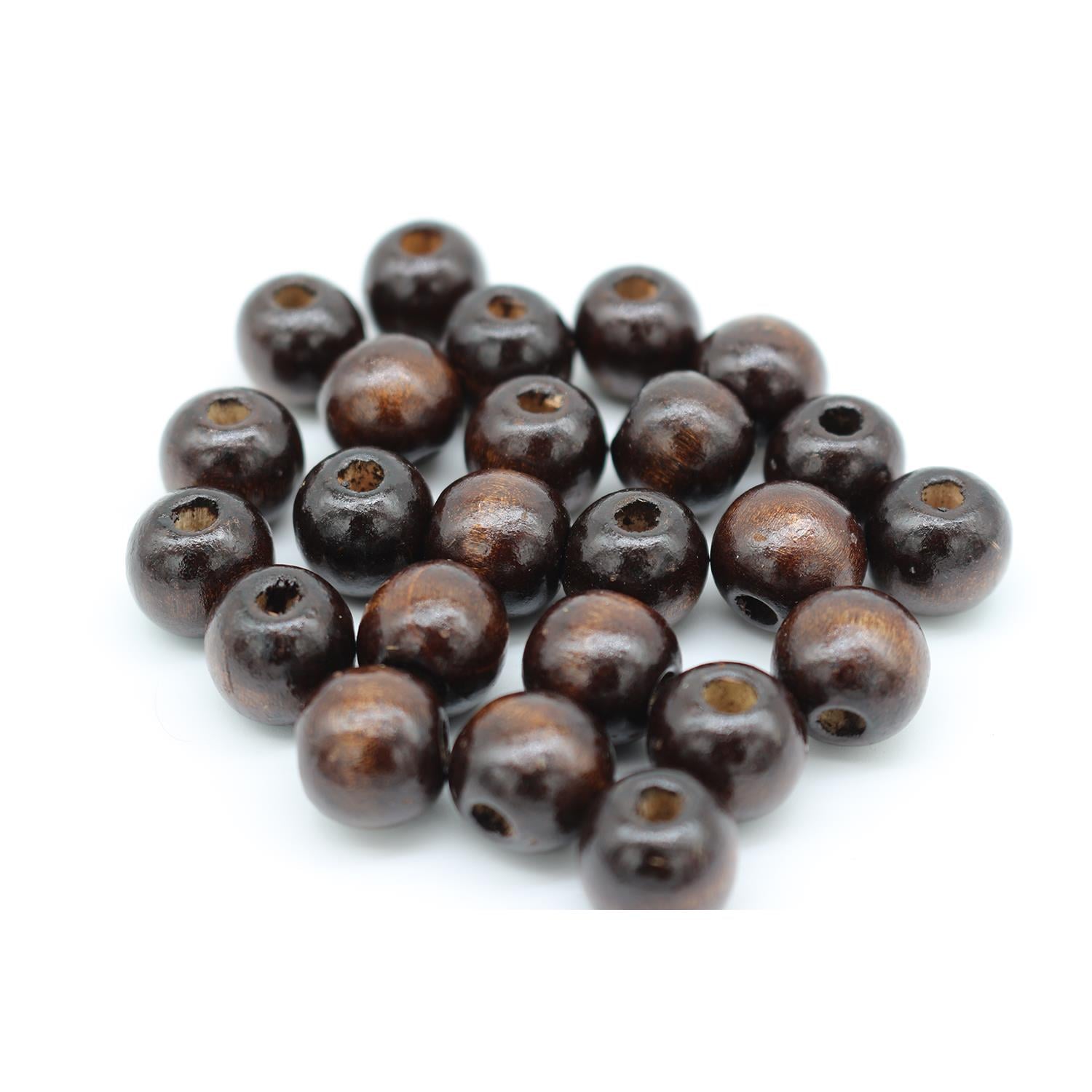 Ahşap Boncuk 12mm Cilalı Yuvarlak 20gr Kahverengi