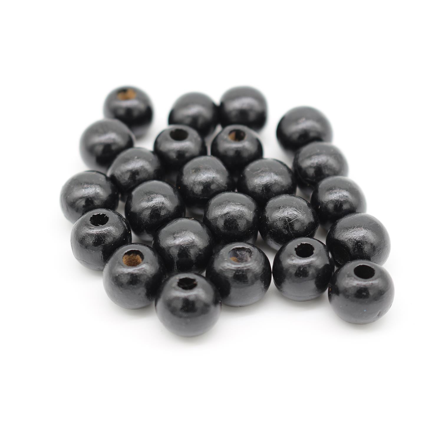 Ahşap Boncuk 14mm Cilalı Yuvarlak 20gr Siyah