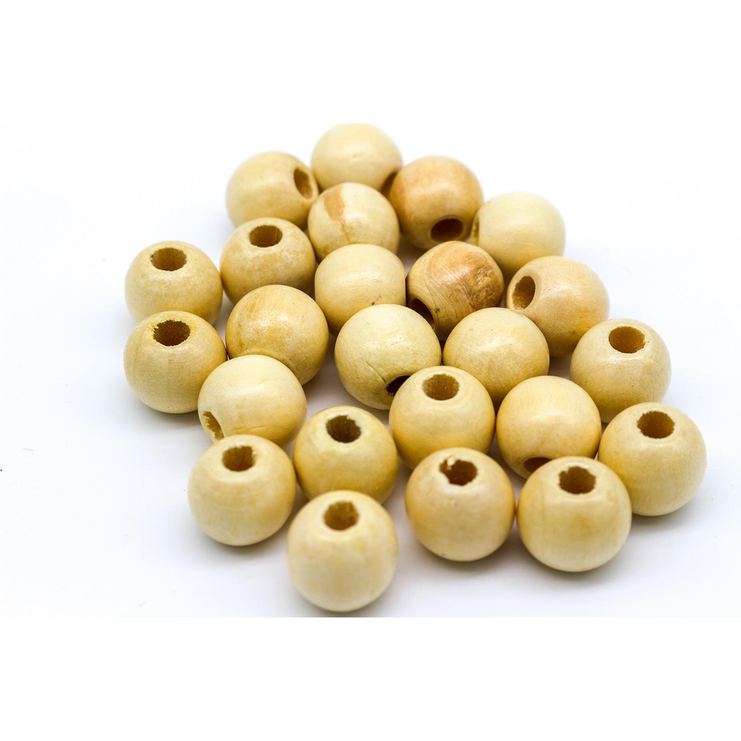 Ahşap Boncuk 14mm Cilalı Yuvarlak 20gr Krem