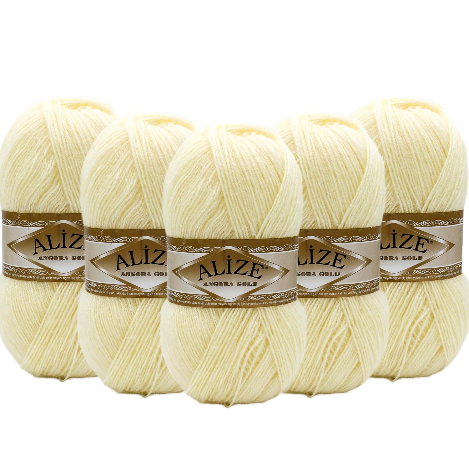 Alize Angora Gold El Örgü İpliği - 01 Krem   5 Adet