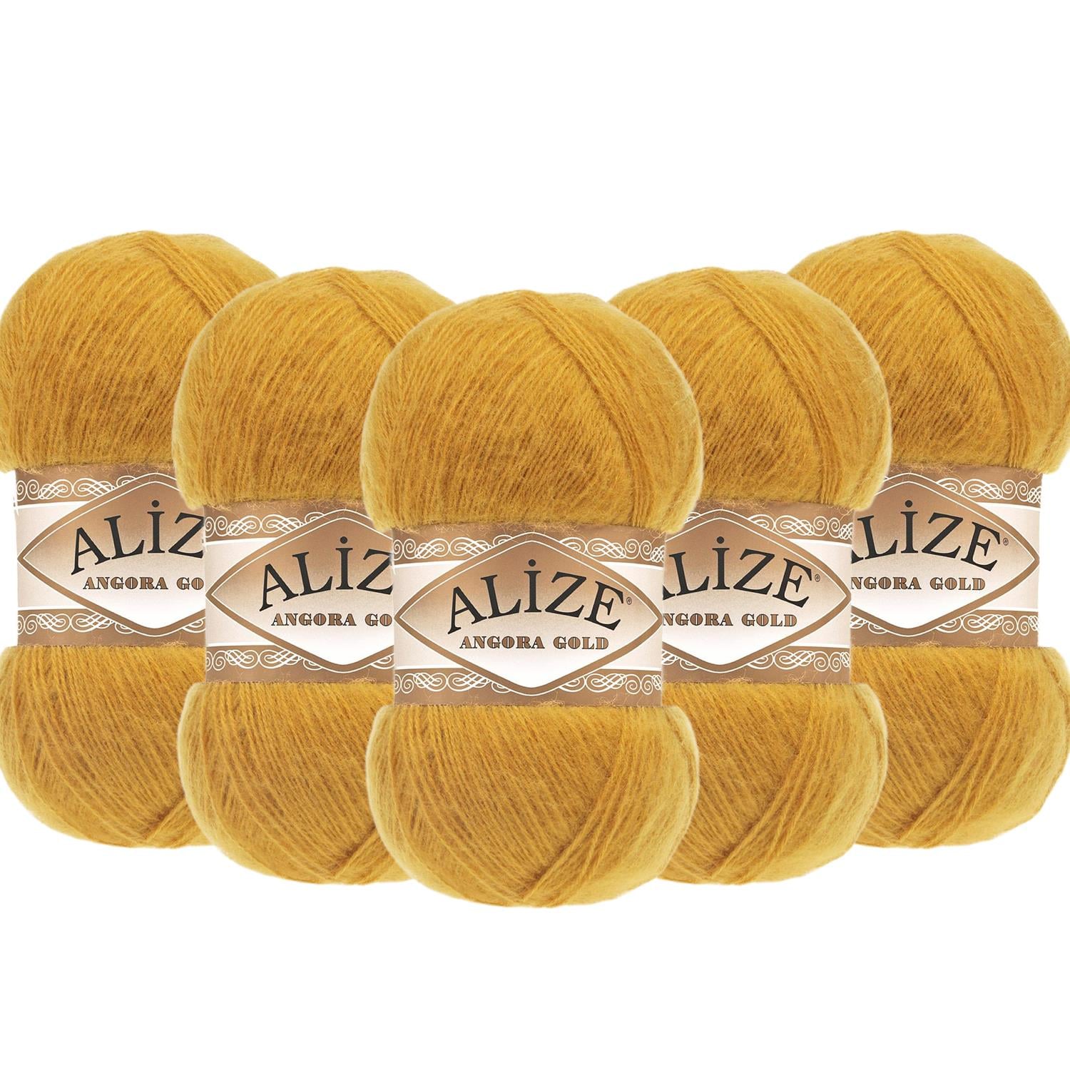 Alize Angora Gold El Örgü İpliği - 02 Hardal   5 Adet