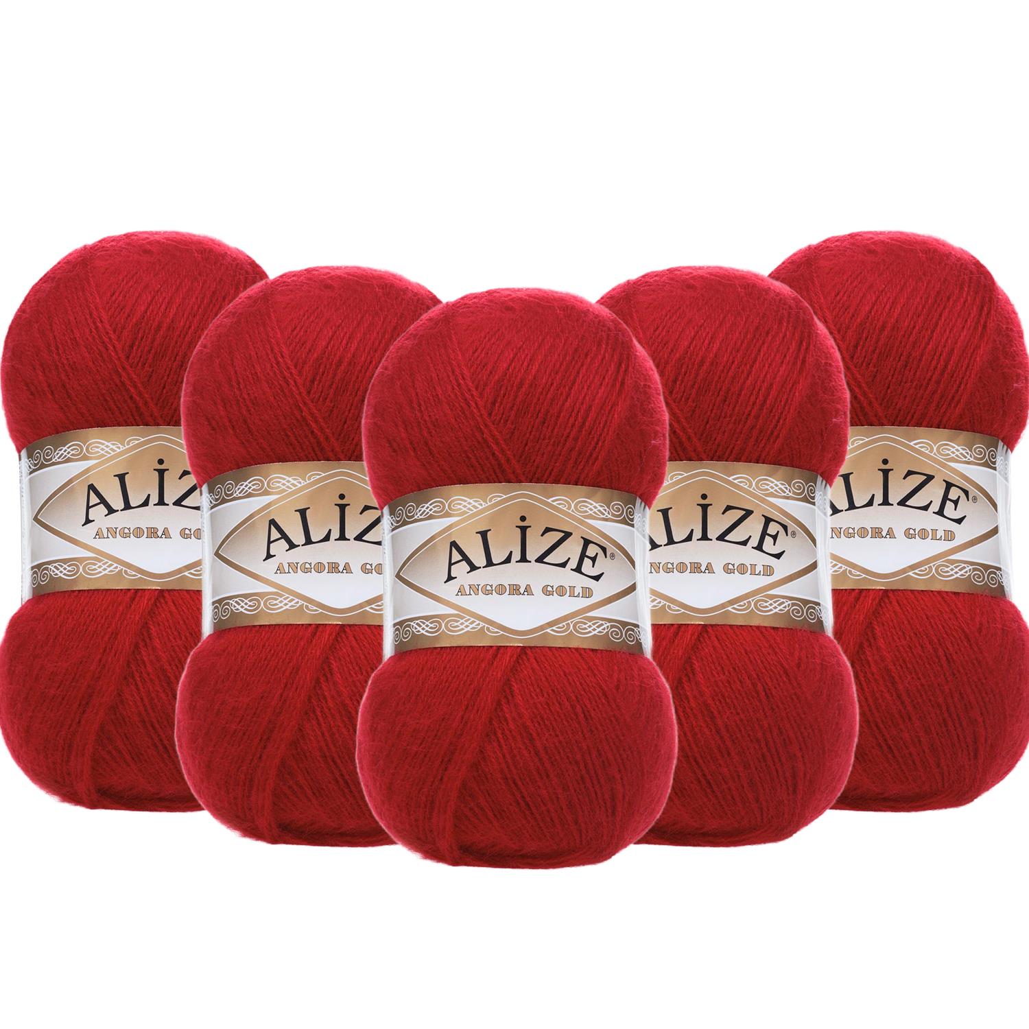 Alize Angora Gold El Örgü İpliği - 106 Kırmızı   5 Adet