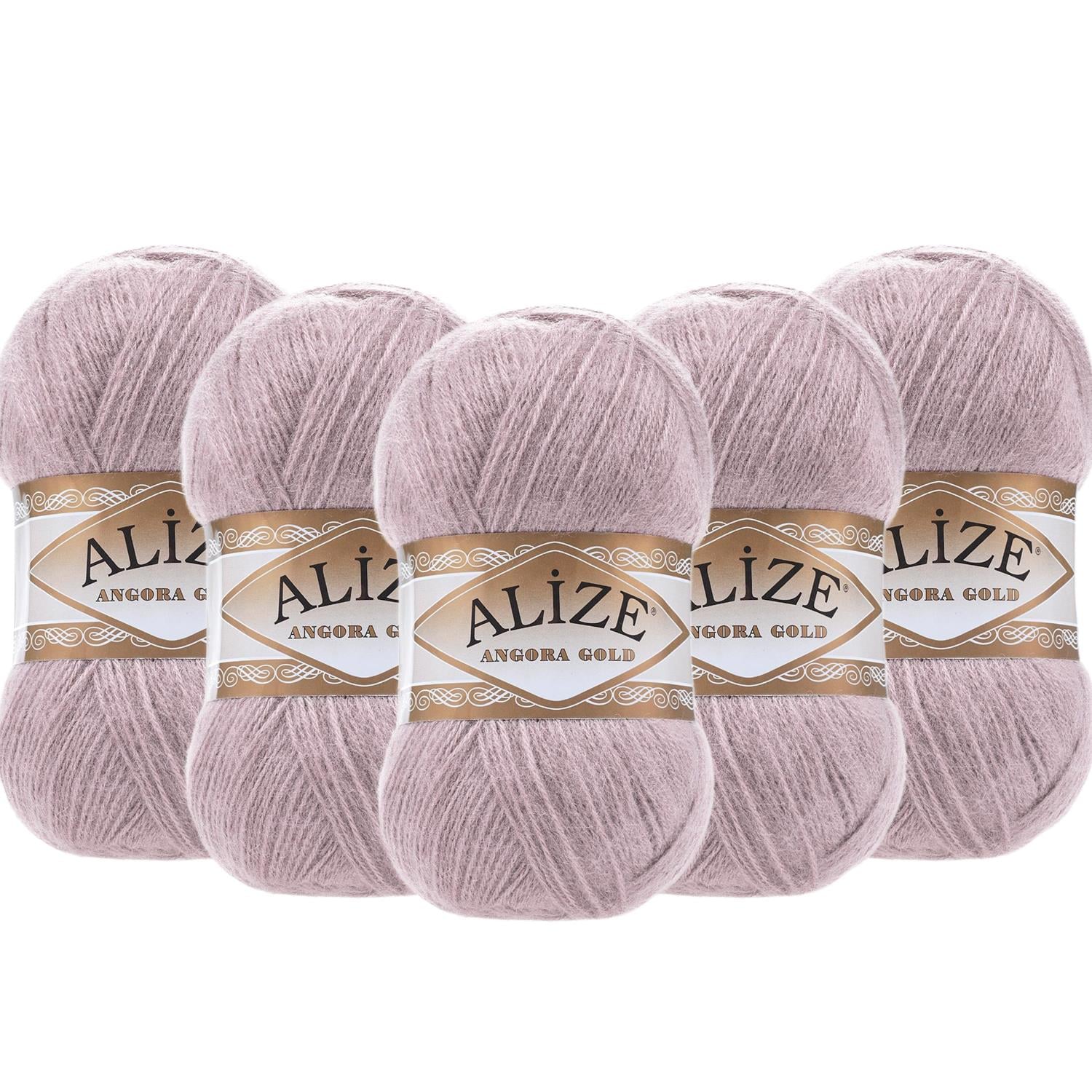 Alize Angora Gold El Örgü İpliği - 163 Gül Kurusu   5 Adet