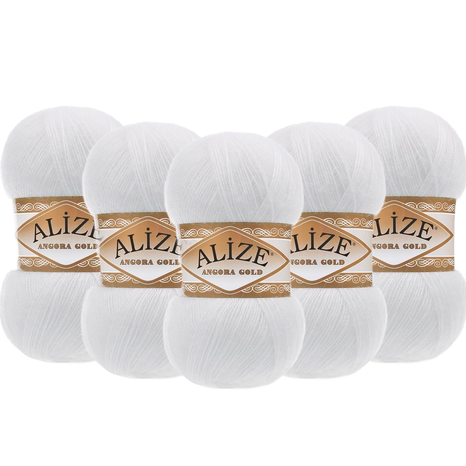 Alize Angora Gold El Örgü İpliği - 55 Beyaz   5 Adet