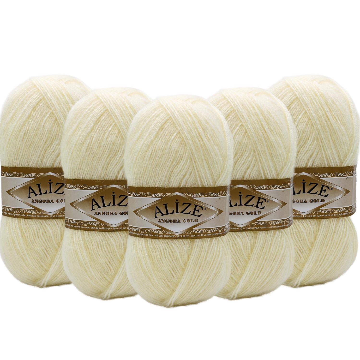 Alize Angora Gold El Örgü İpliği - 62 Krem   5 Adet