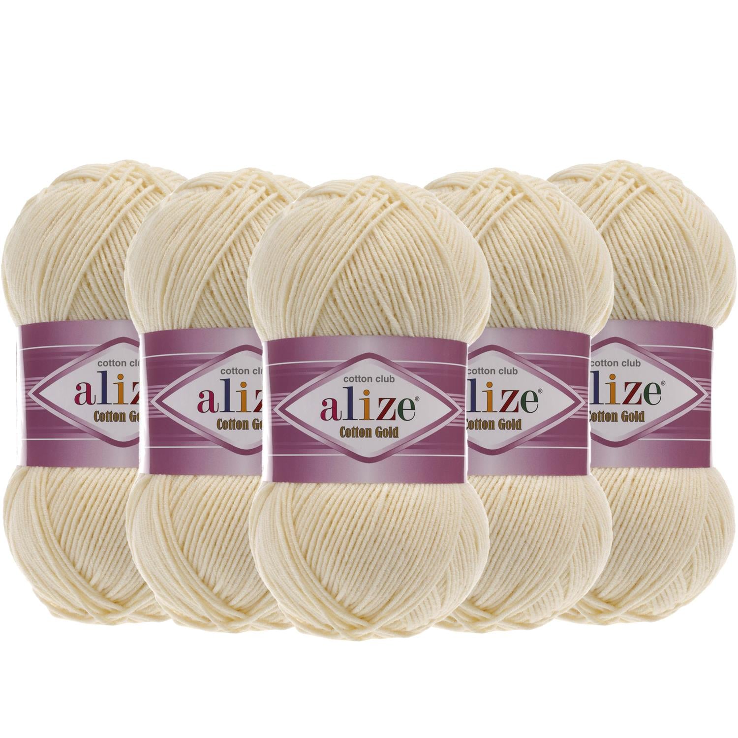 Alize Cotton Gold El Örgü İpliği - 01 Krem   5 Adet