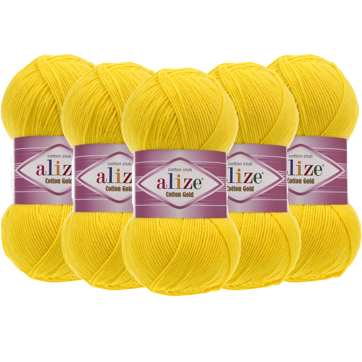 Alize Cotton Gold El Örgü İpliği - 110 Sarı   5 Adet