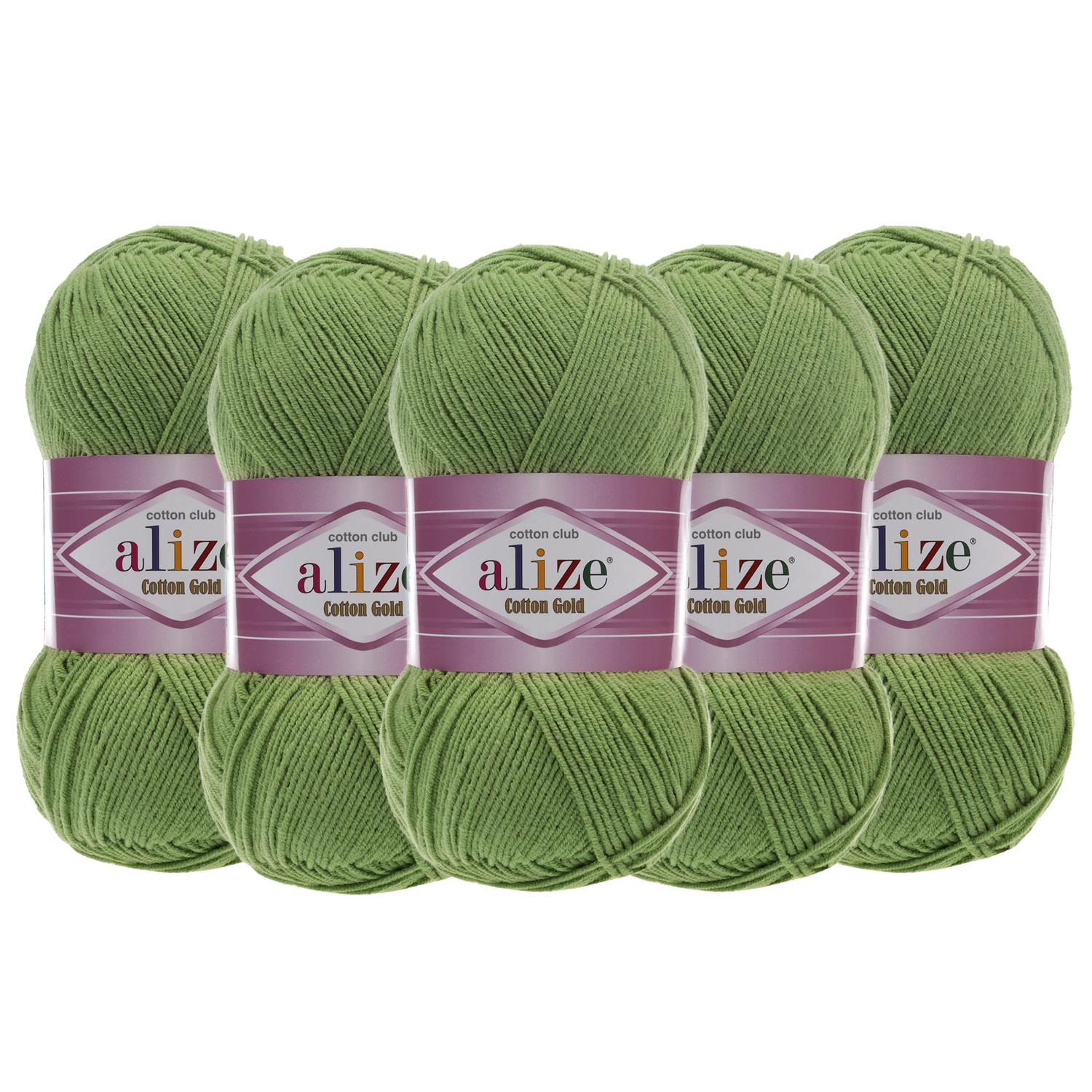 Alize Cotton Gold El Örgü İpliği - 485 Kuru Nane   5 Adet