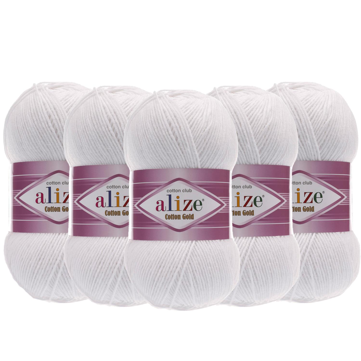 Alize Cotton Gold El Örgü İpliği - 55 Beyaz   5 Adet