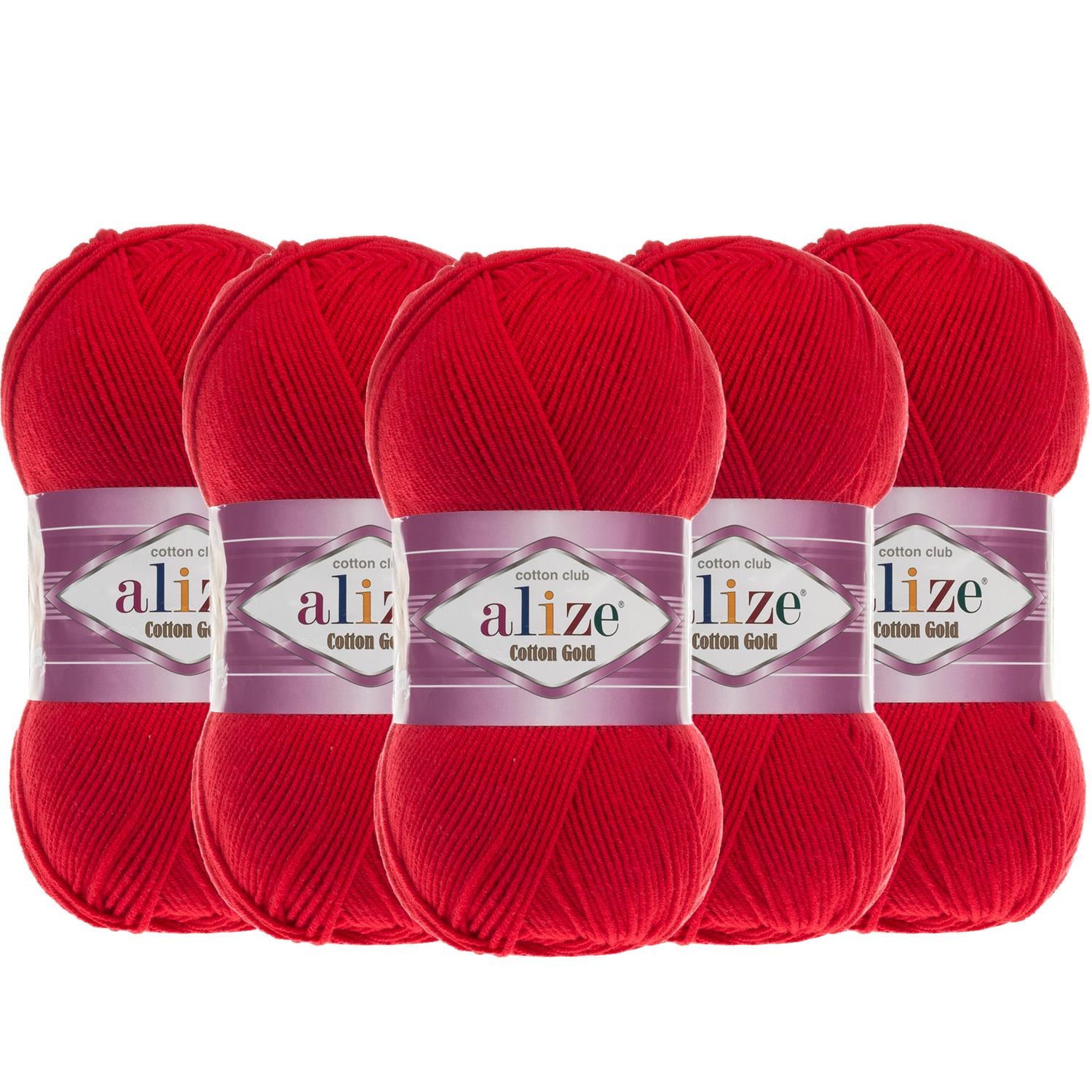 Alize Cotton Gold El Örgü İpliği - 56 Kırmızı   5 Adet