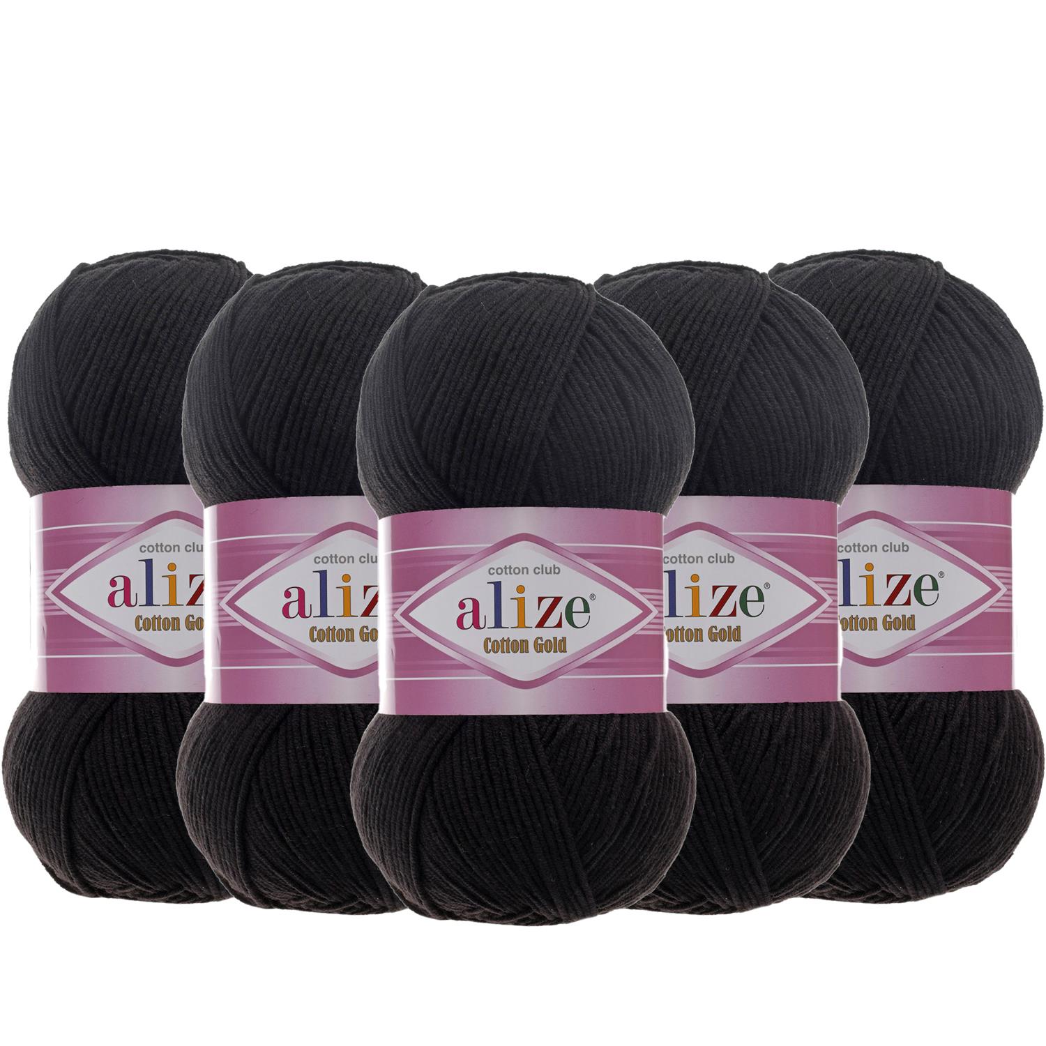Alize Cotton Gold El Örgü İpliği - 60 Siyah   5 Adet
