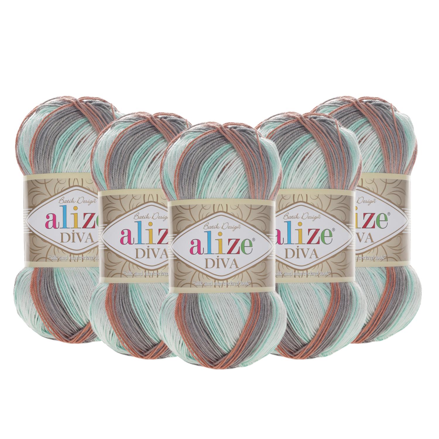 Alize Diva Batik El Örgü İpliği - 5550 Batik   5 Adet
