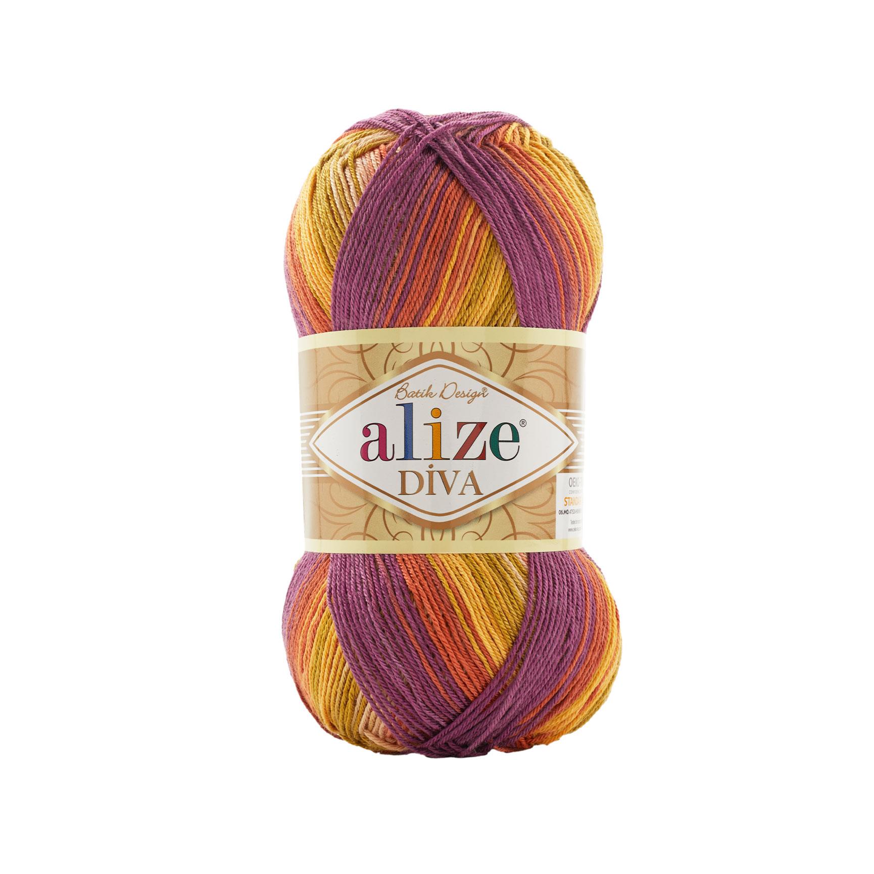 Alize Diva Batik El Örgü İpliği 8027 Batik  - 1 ADET