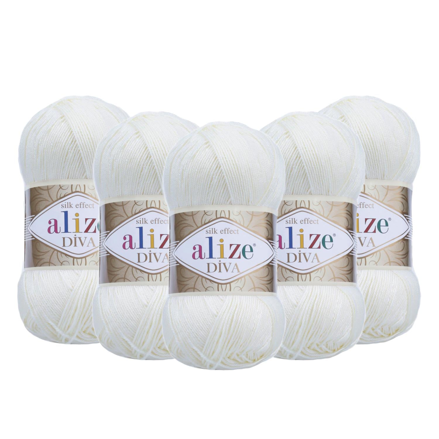 Alize Diva El Örgü İpliği - 1055 Şeker Beyaz   5 Adet