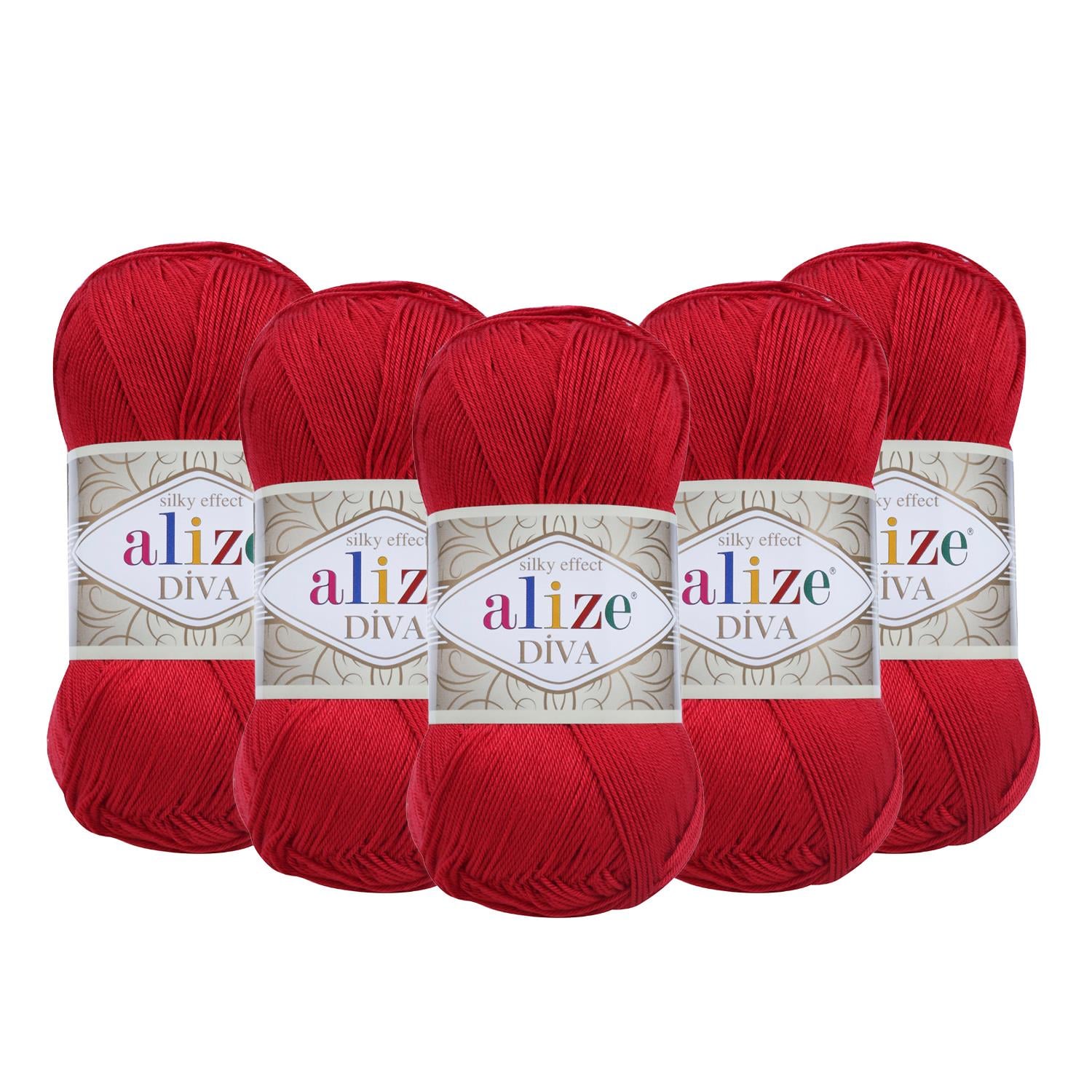 Alize Diva El Örgü İpliği - 106 Koyu Kırmızı   5 Adet