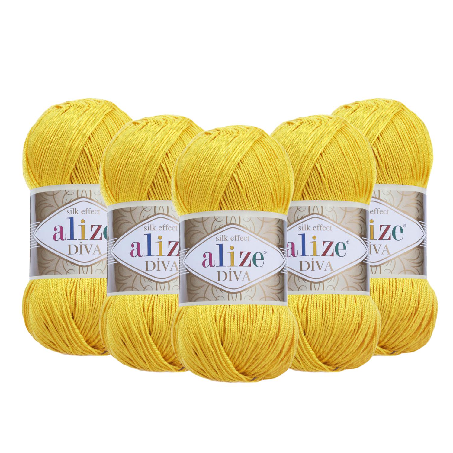 Alize Diva El Örgü İpliği - 110 Sarı   5 Adet