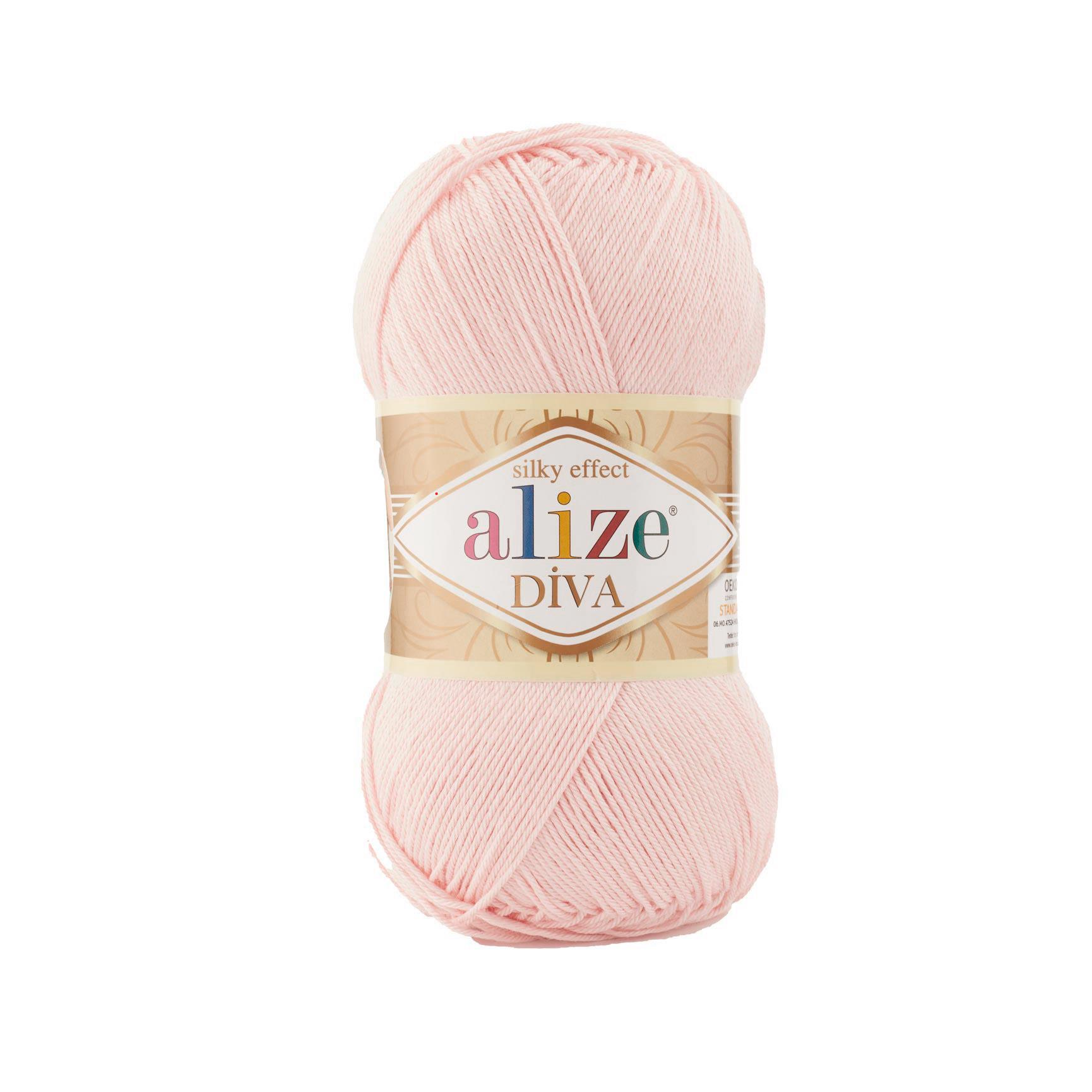 Alize Diva El Örgü İpliği 161 Pudra Pembe  - 1 ADET