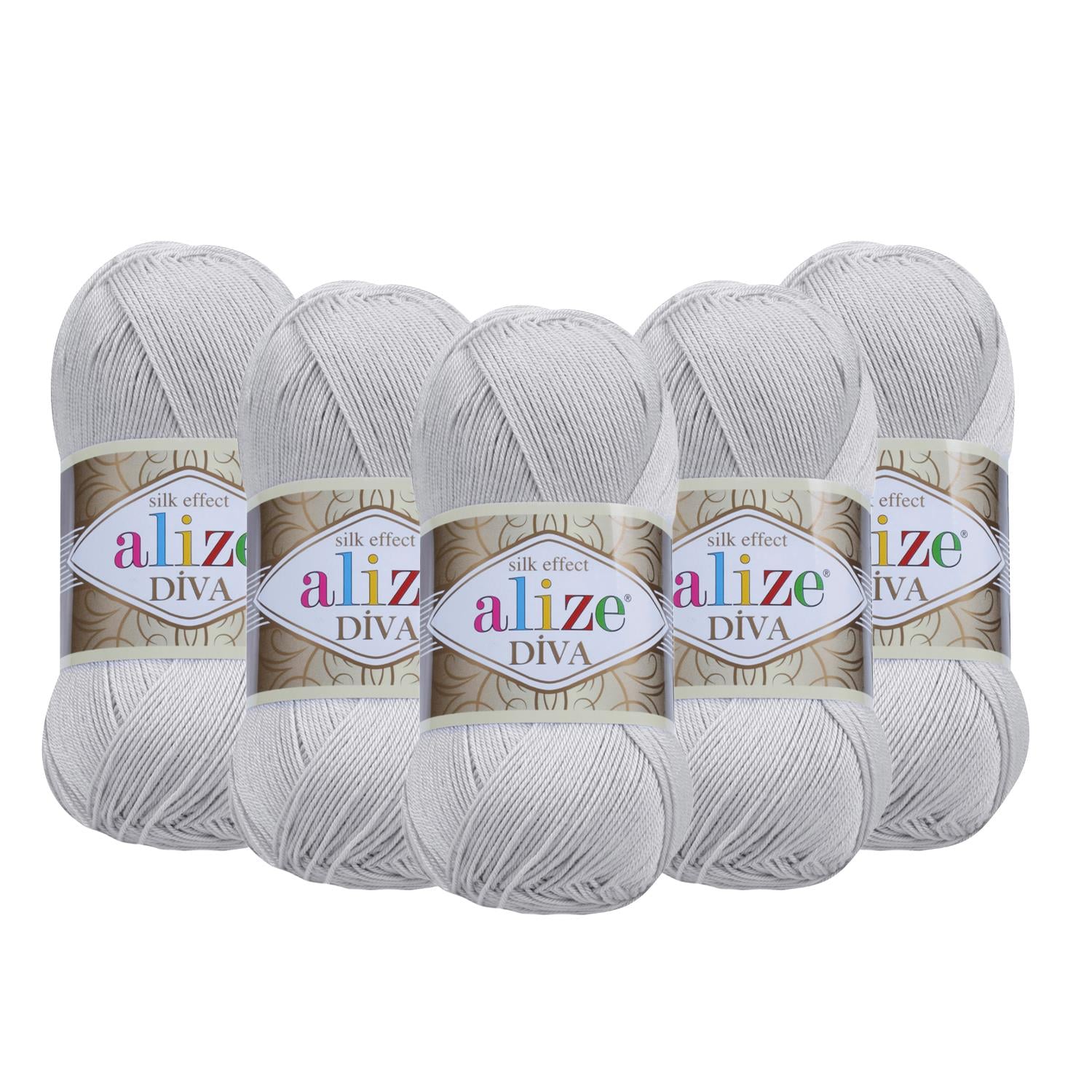 Alize Diva El Örgü İpliği - 168 Açık Gri   5 Adet