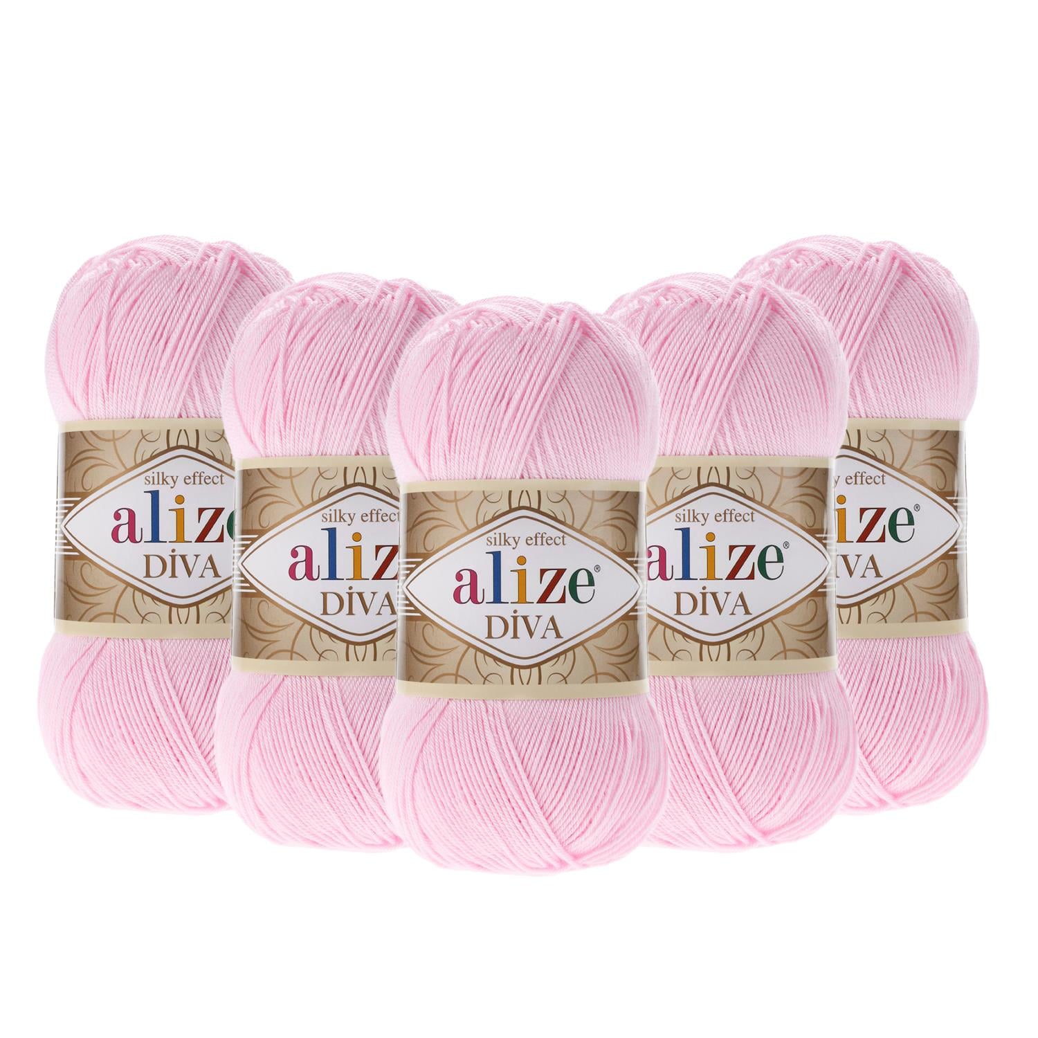 Alize Diva El Örgü İpliği - 185 Pembe   5 Adet