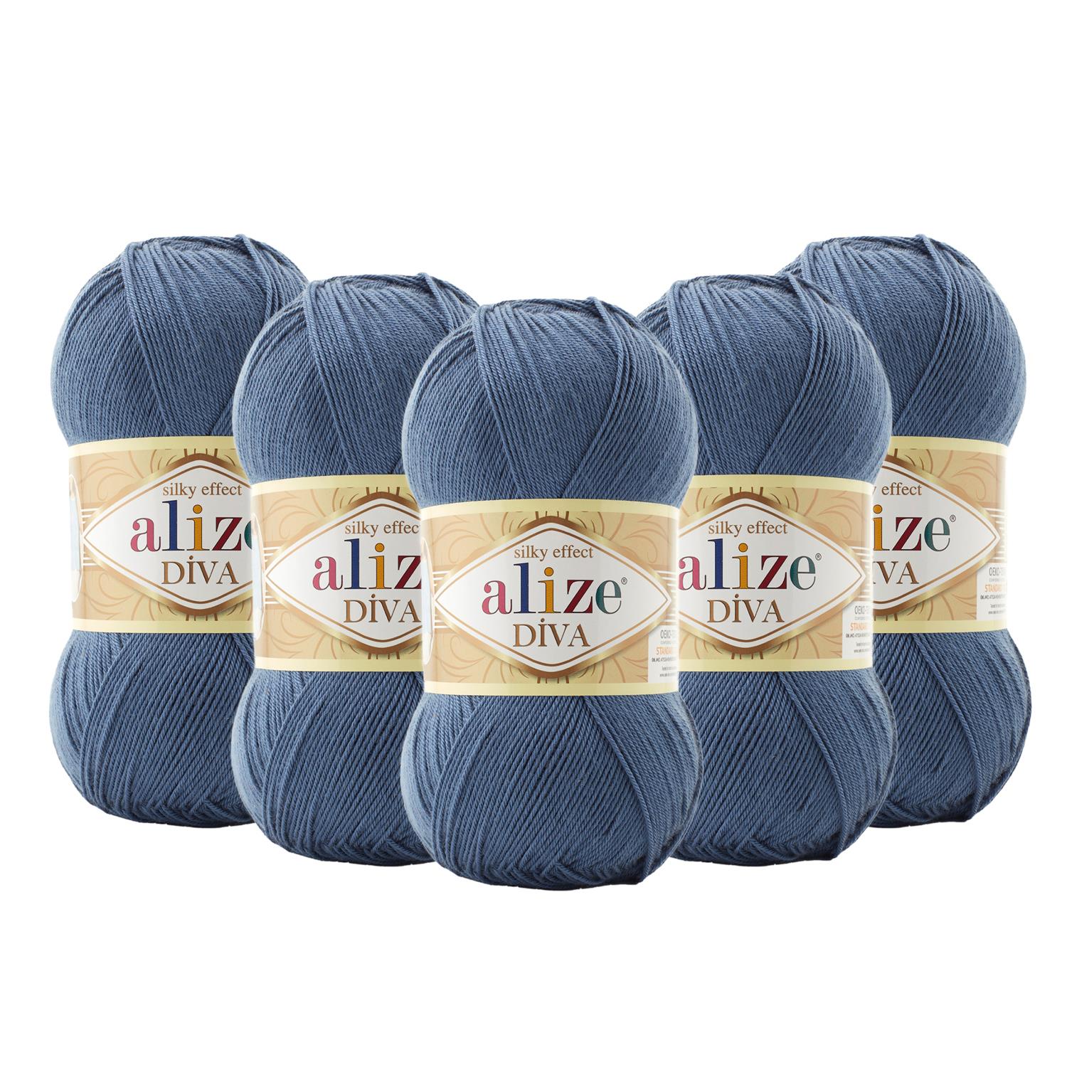 Alize Diva El Örgü İpliği - 353 Kot Mavi   5 Adet