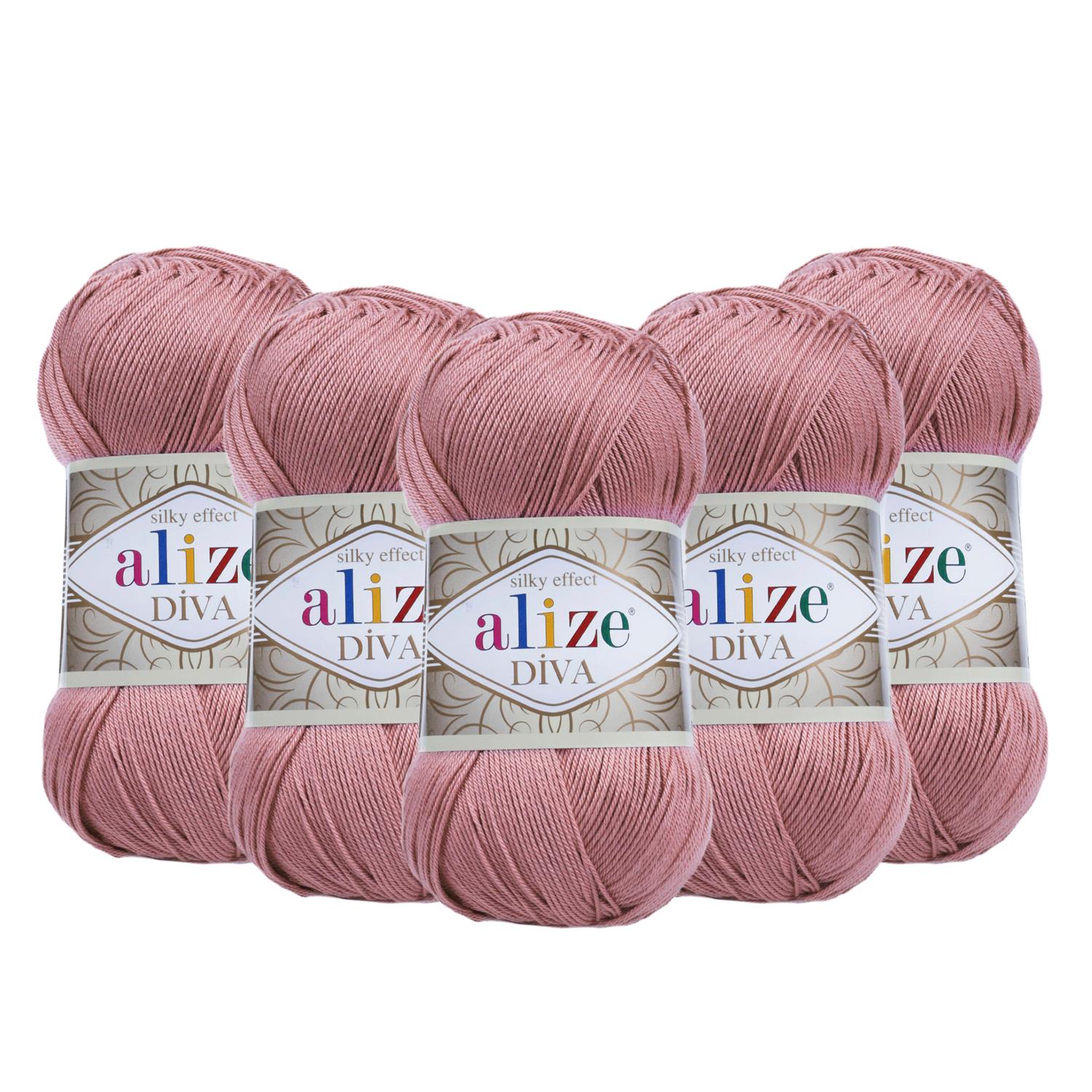 Alize Diva El Örgü İpliği - 354 Gül Kurusu   5 Adet