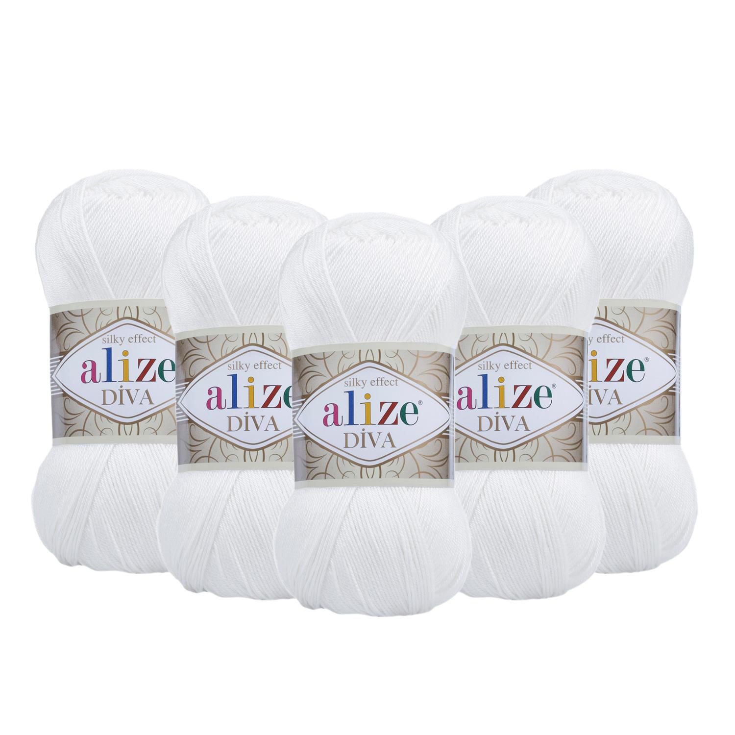Alize Diva El Örgü İpliği - 55 Beyaz   5 Adet