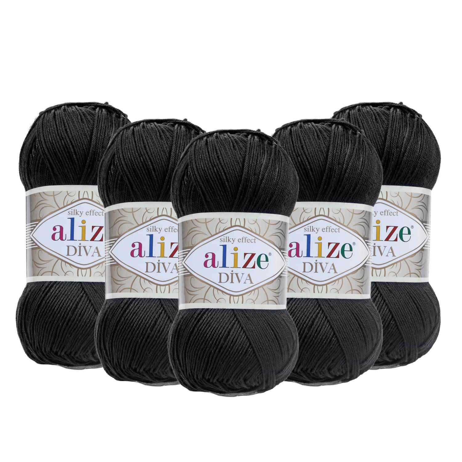 Alize Diva El Örgü İpliği - 60 Siyah   5 Adet