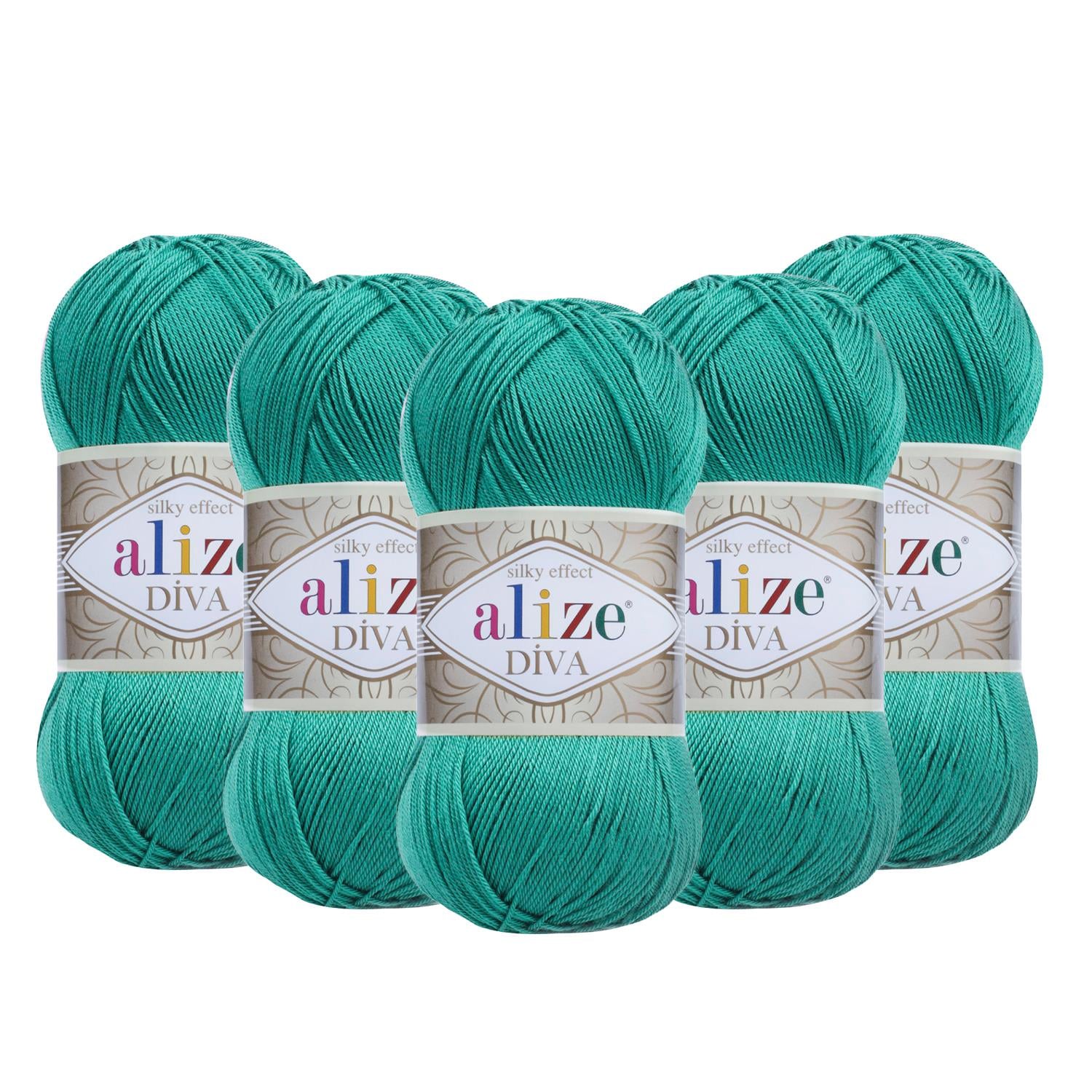 Alize Diva El Örgü İpliği - 610 Yeşil   5 Adet