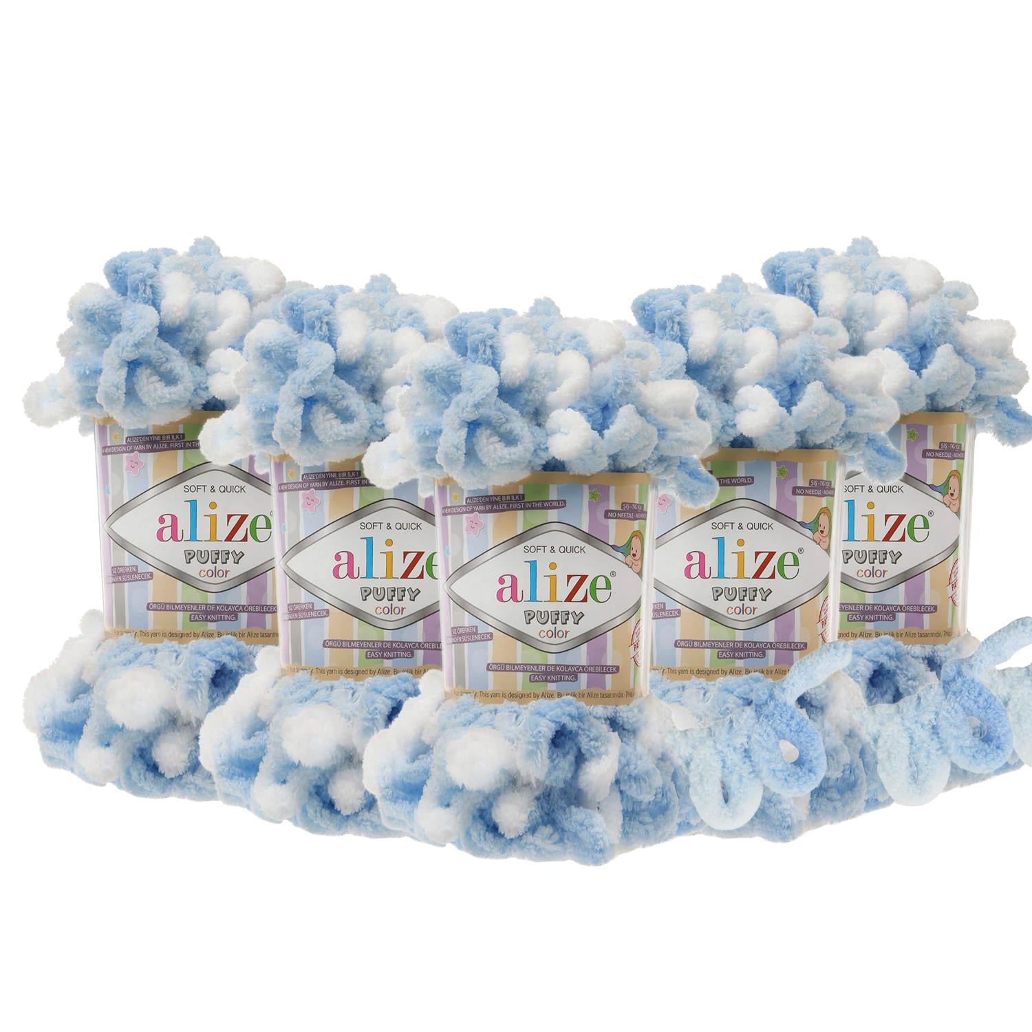 Alize Puffy Color El Örgü İpliği - 5865 Çok Renkli   5 Adet