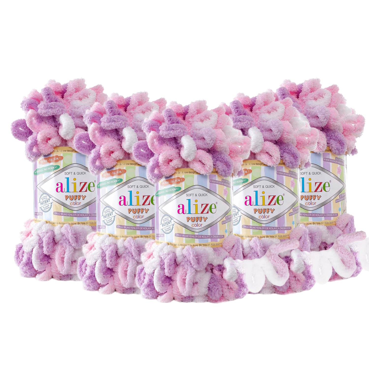 Alize Puffy Color El Örgü İpliği - 6051 Çok Renkli   5 Adet