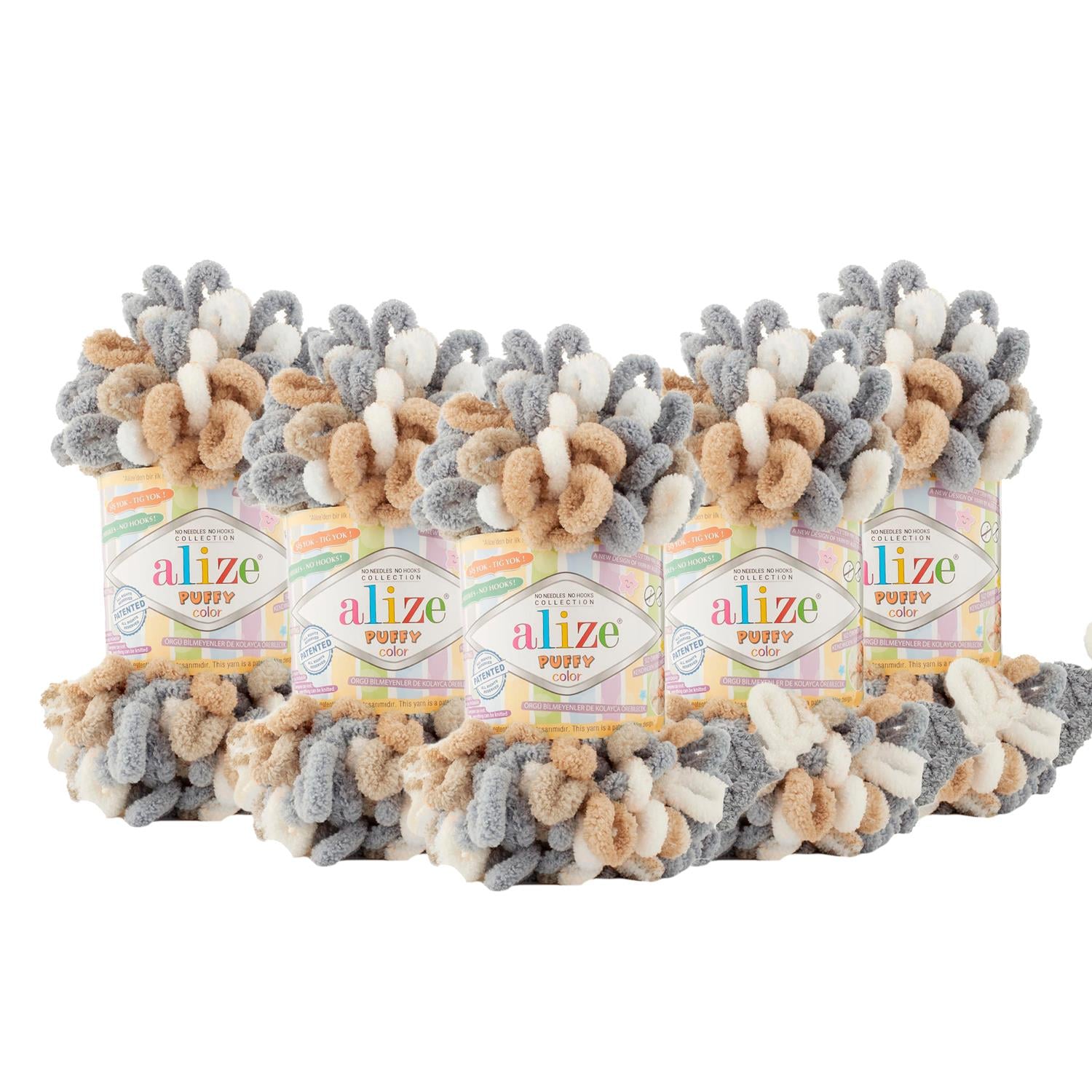 Alize Puffy Color El Örgü İpliği - 6395 Çok Renkli   5 Adet