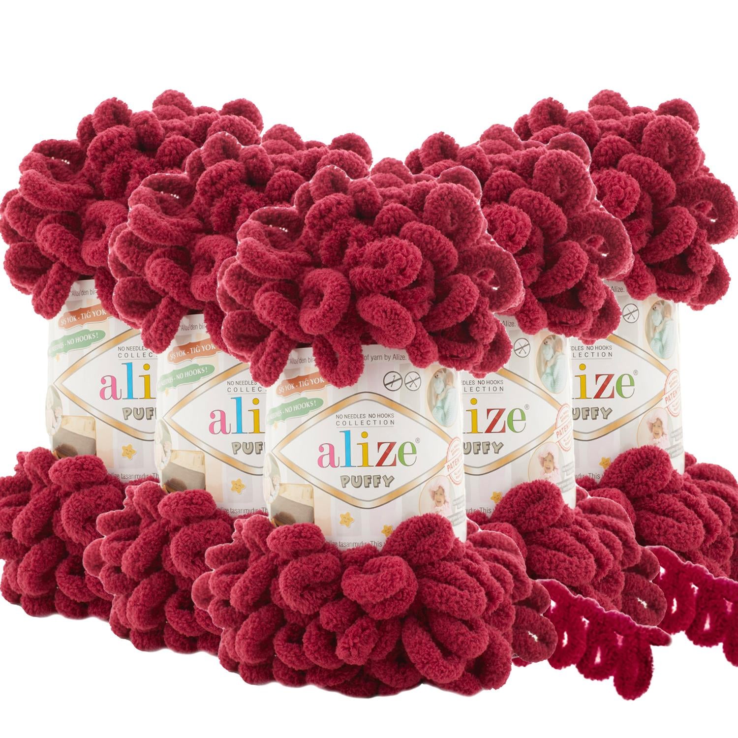 Alize Puffy El Örgü İpliği - 107 Vişne Çürüğü   5 Adet