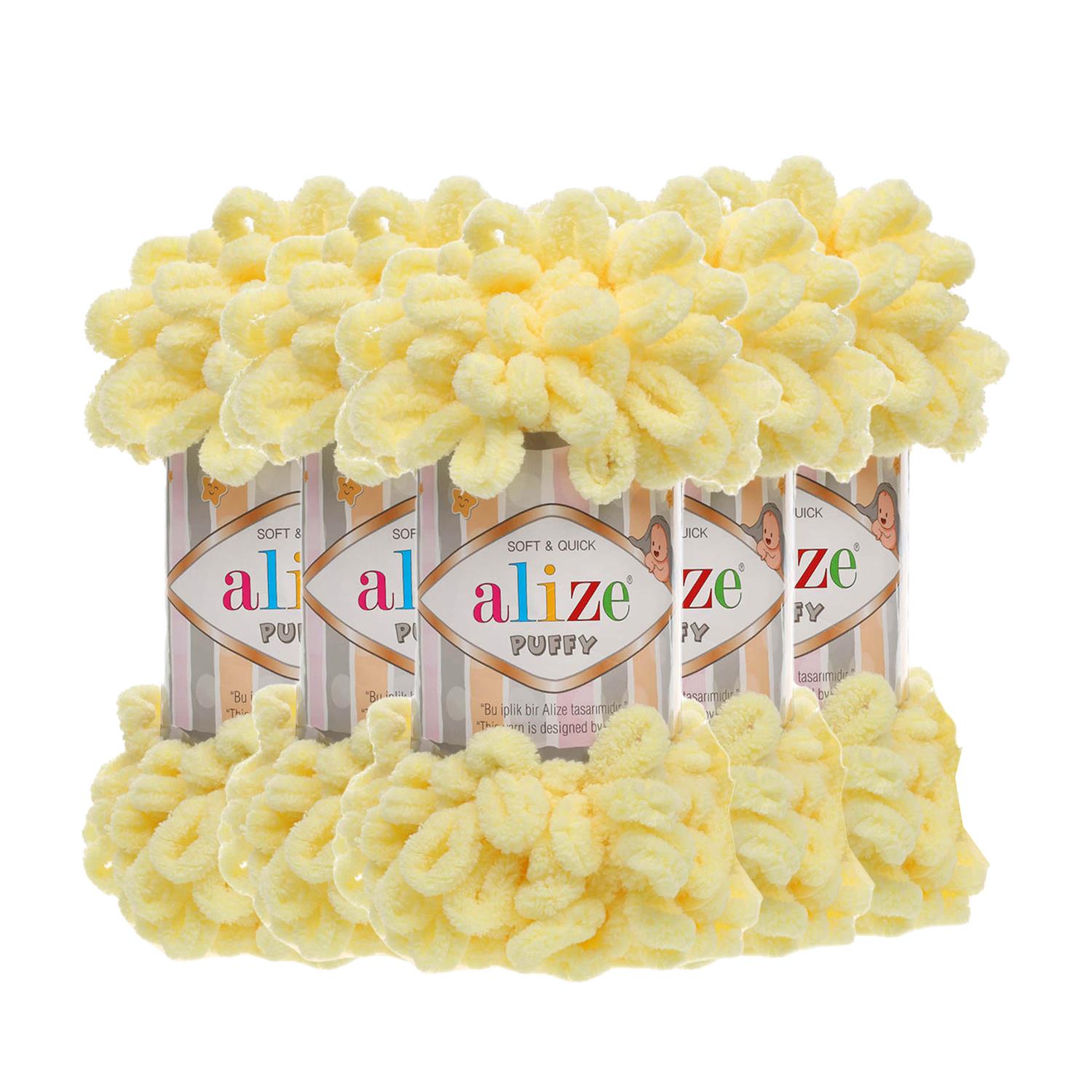 Alize Puffy El Örgü İpliği - 13 Sarı   5 Adet