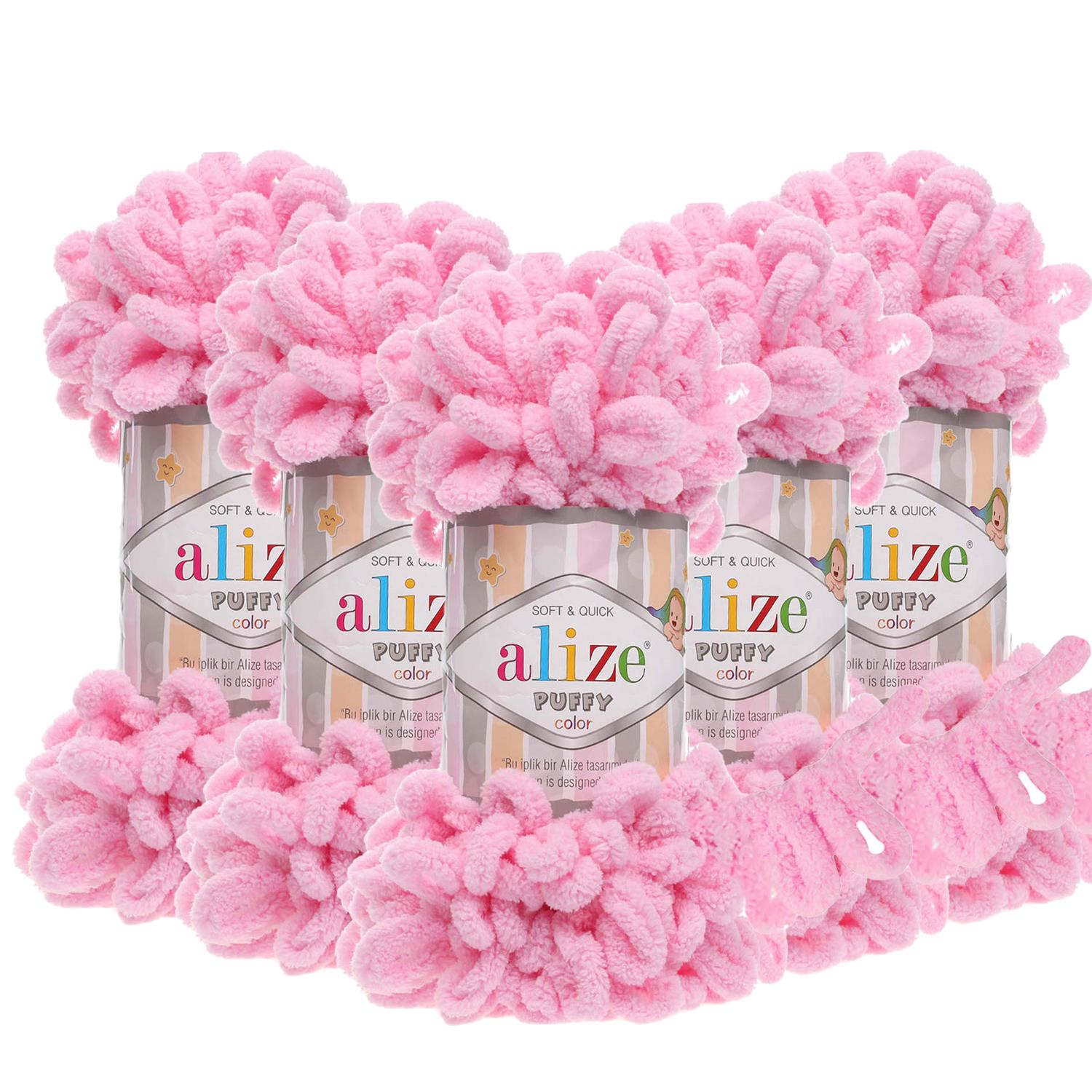 Alize Puffy El Örgü İpliği - 185 Pembe   5 Adet