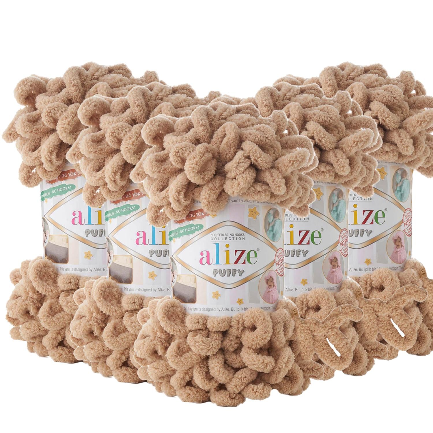 Alize Puffy El Örgü İpliği - 262 Sütlü Kahve   5 Adet