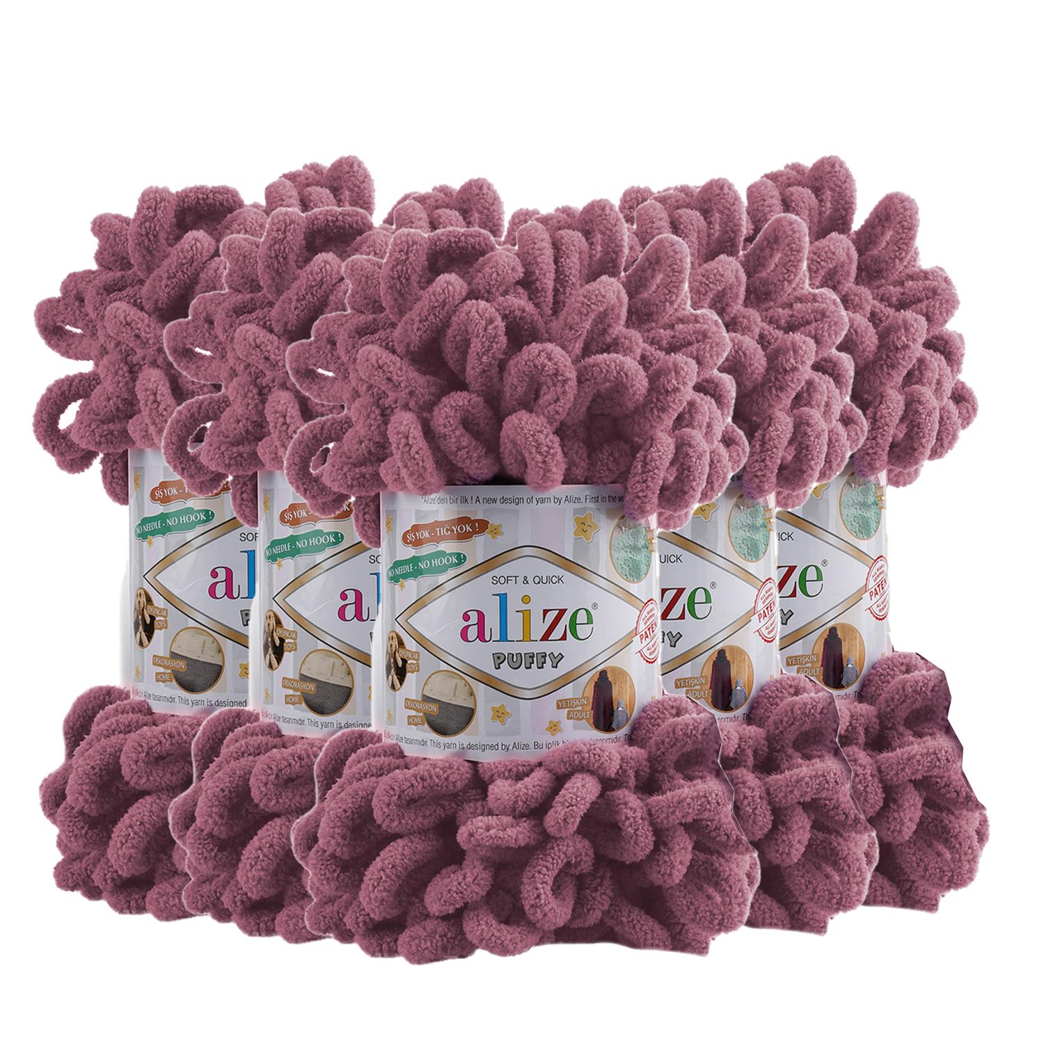 Alize Puffy El Örgü İpliği - 28 Gül Kurusu   5 Adet