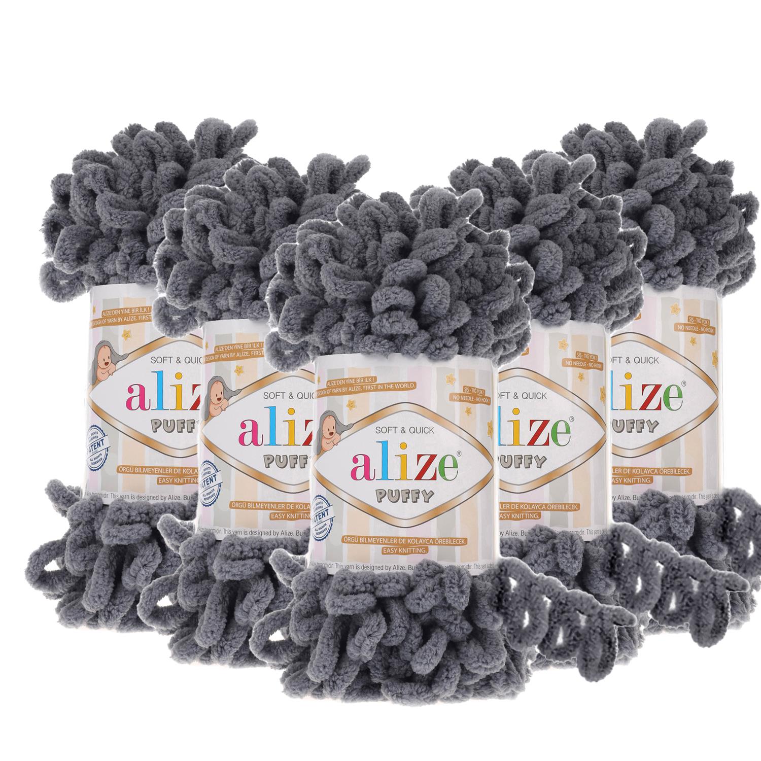 Alize Puffy El Örgü İpliği - 87 Gri   5 Adet