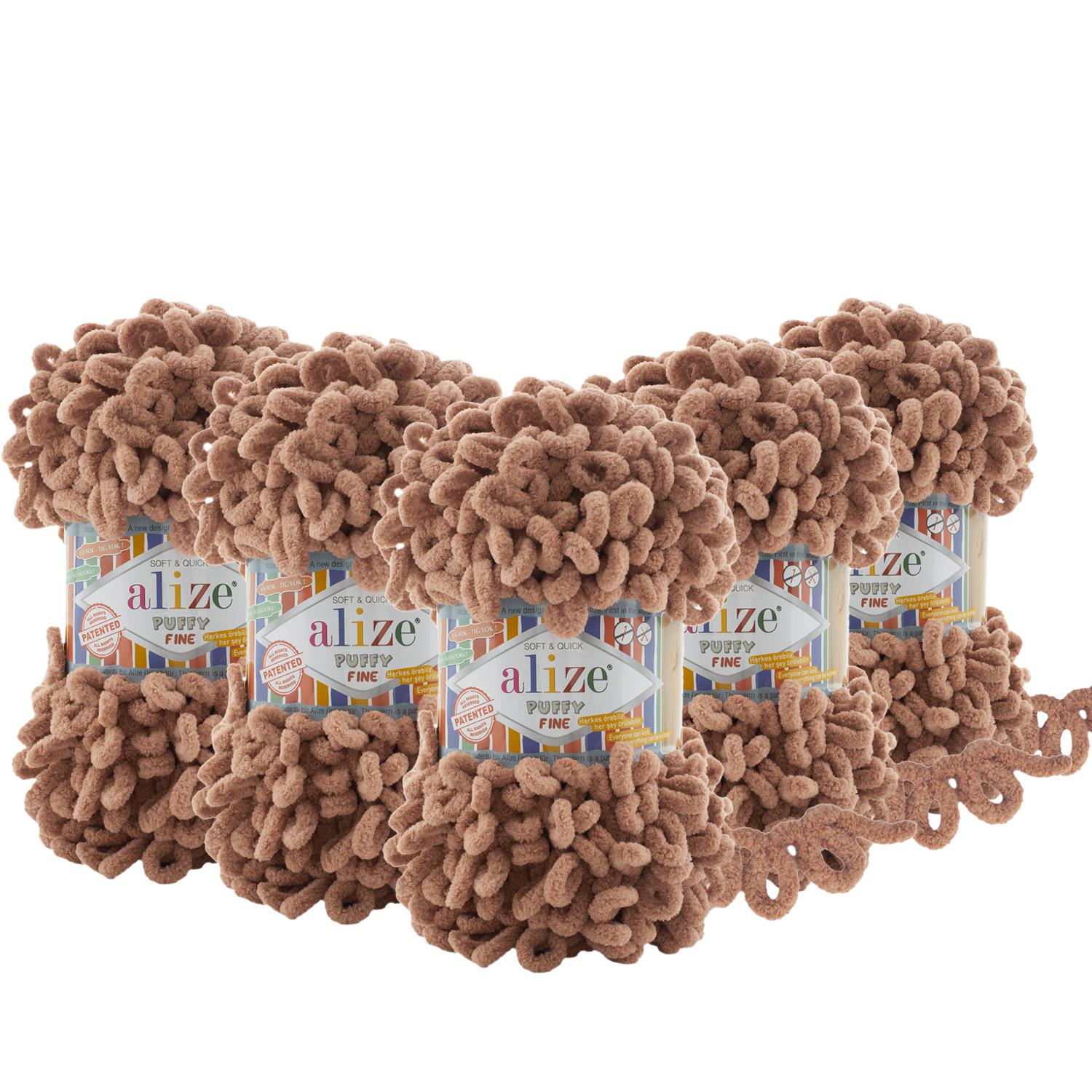 Alize Puffy Fine El Örgü İpliği - 261 Sütlü Kahve   5 Adet