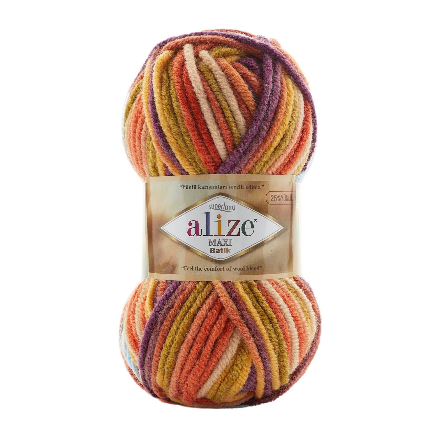 Alize Superlana Maxi Batik El Örgü İpliği 8027 Batik  - 1 ADET