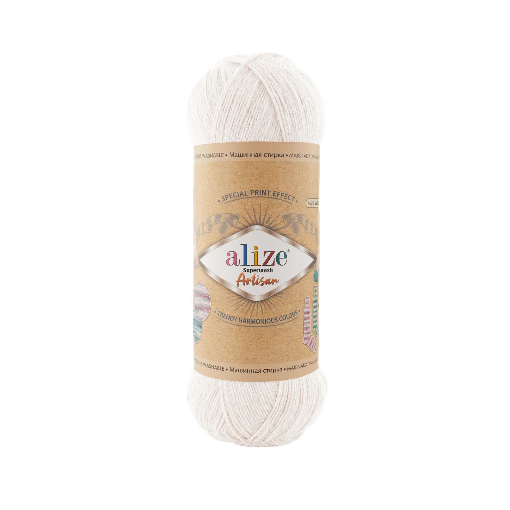 Alize Superwash Artisan El Örgü İpliği 55 Beyaz  - 1 ADET