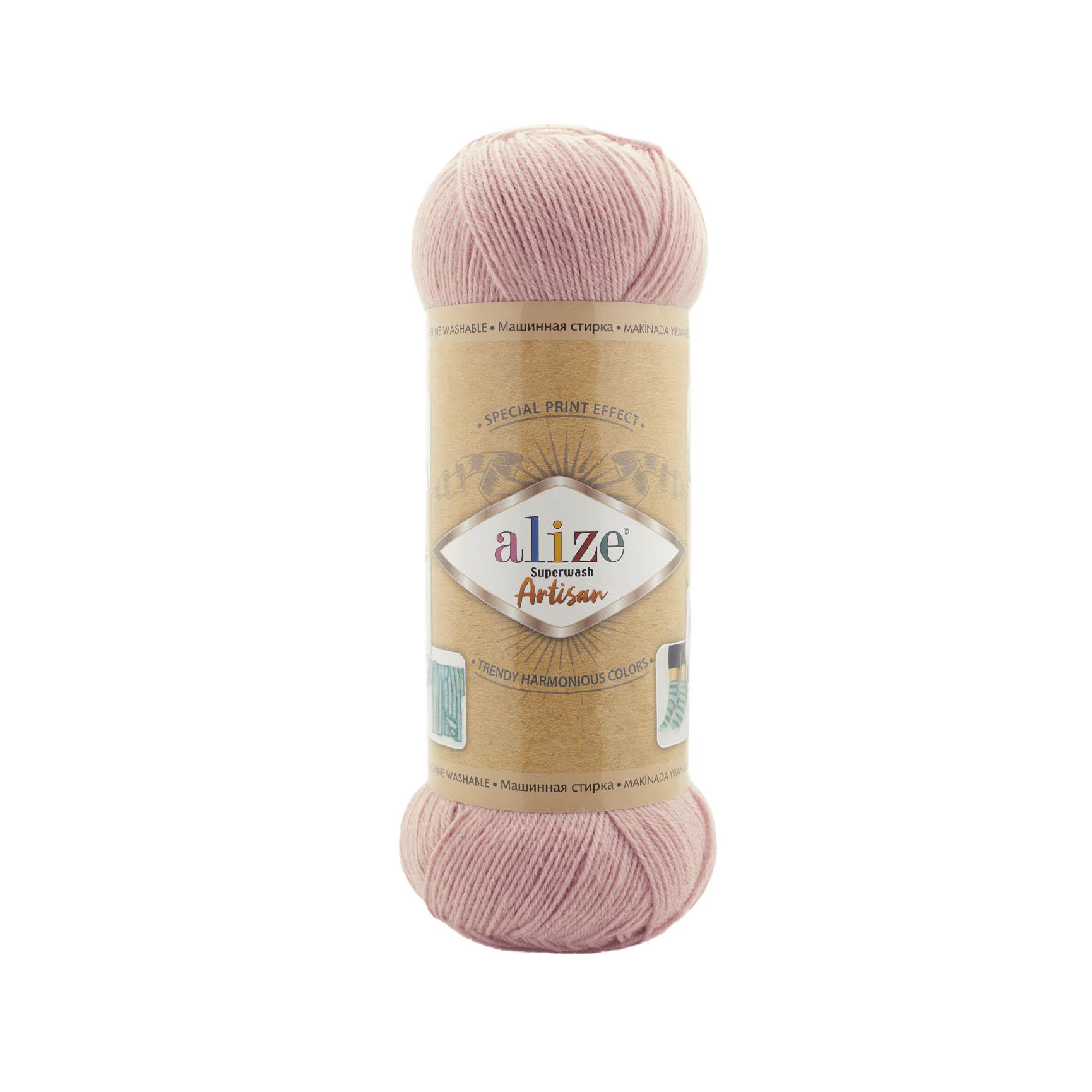 Alize Superwash Artisan El Örgü İpliği 161 Pudra Pembe  - 1 ADET